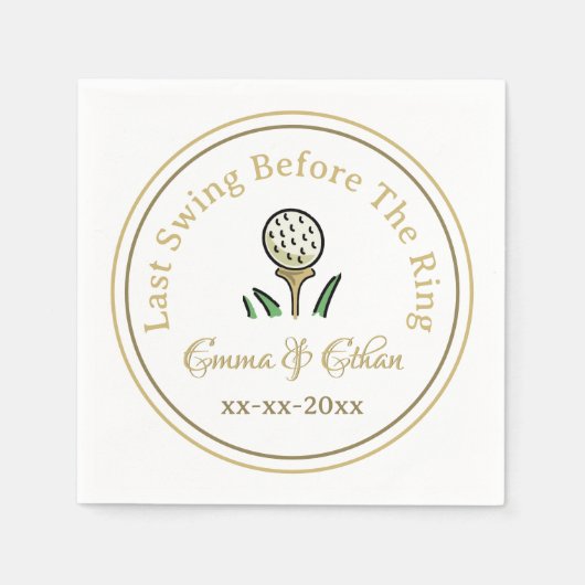Pre-bruiloft golffeest weekend wit goud servet (Voorkant)