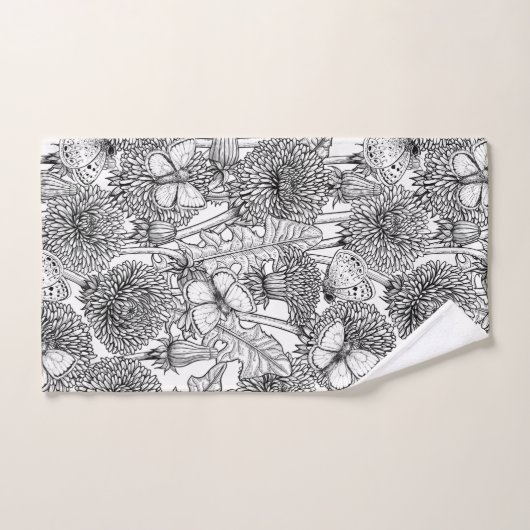 Pré Dandelion en noir et blanc (Serviette à main)