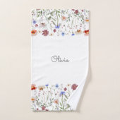 Pré de fleurs sauvages aquarelle monogrammé (Serviette à main)