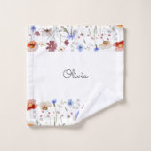 Pré de fleurs sauvages aquarelle monogrammé (Gant de toilette)