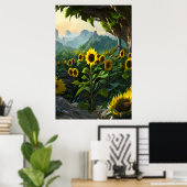 Pré de tournesols | AI Art Poster (Bureau à domicile)