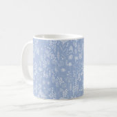 Pré fleur sauvage blanc sur le bleu Coffee Mug (Devant gauche)