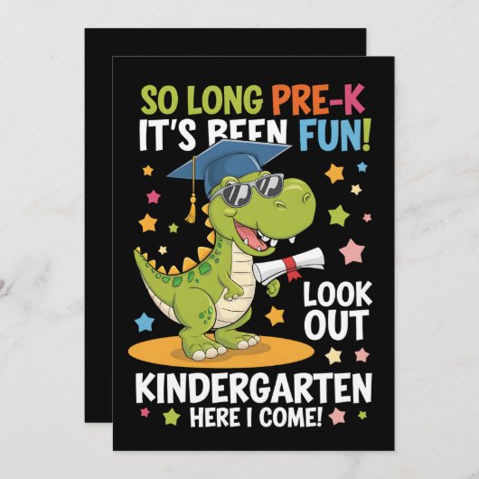 Pre K Afgestudeerde Kleuterschool Dinosaurus T Rex Kaart (Voorkant / Achterkant)