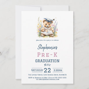 Pre-K Afsluitingsfeest Cute Teddybeer & Bloemen Kaart