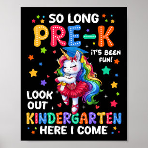 Pre-k Afstuderen 2025 Eenhoorn Meisje Kleuterschoo Poster