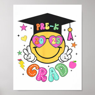 Pre-k Afstuderen Groovy Smile Face Afstuderen 2025 Poster