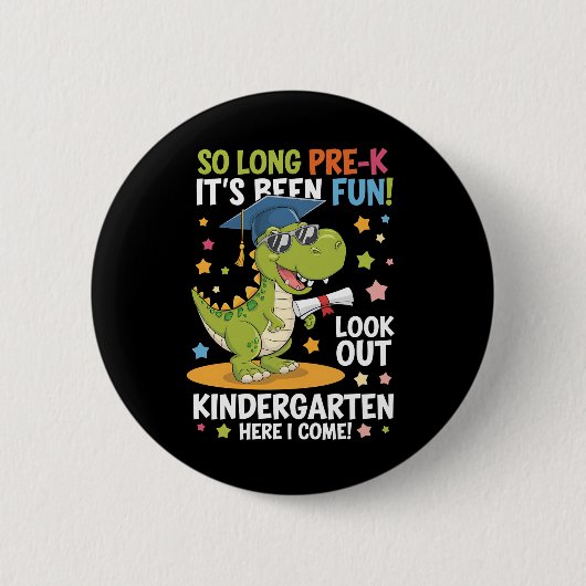 Pre K Afstuderen kleuterschool dinosaurus T Rex Ronde Button 5,7 Cm (Voorkant)