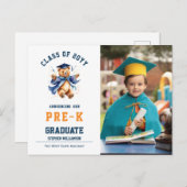 Pre-K Afstuderen Schattigee Teddy Aankondigingskaart (Voorkant / Achterkant)