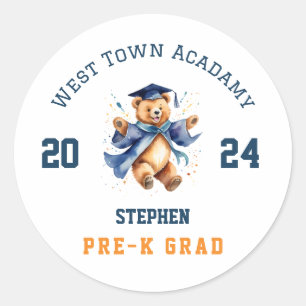 Pre-K Afstuderen Schattigee Teddy Leraren Favor Ronde Sticker
