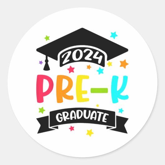 Pre K Afstuderen Voorschoolse 2024 Afstuderen Cade Ronde Sticker (Voorkant)
