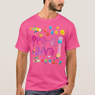 Pre-k Diva Cute Pencil Prek Eerste Dag van School T-shirt