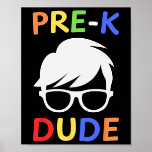Pre-K Dude Kinder terug naar school Eerste dag van Poster