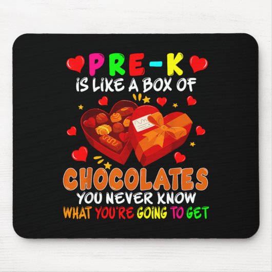 Pre-k Funny Box Of Chocolates Valentine's Day Teac Muismat (Voorkant)