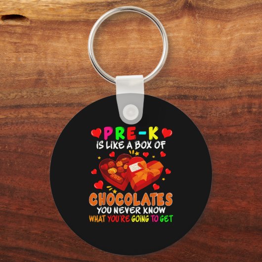 Pre-k Funny Box Of Chocolates Valentine's Day Teac Sleutelhanger (Voorkant)