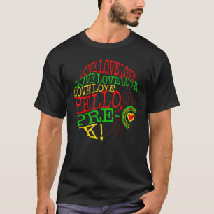 Pre K Kindergarten Love Hallo Pre School Rainbow T-shirt