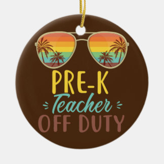 Pre-K kleuterleraar buiten dienst zonnebril strand Keramisch Ornament