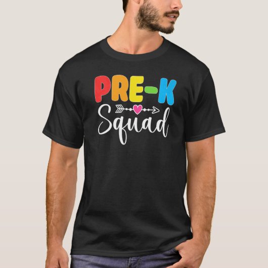 Pre K Squad PreSchool Teacher Student Team Back To T-shirt (Voorkant)