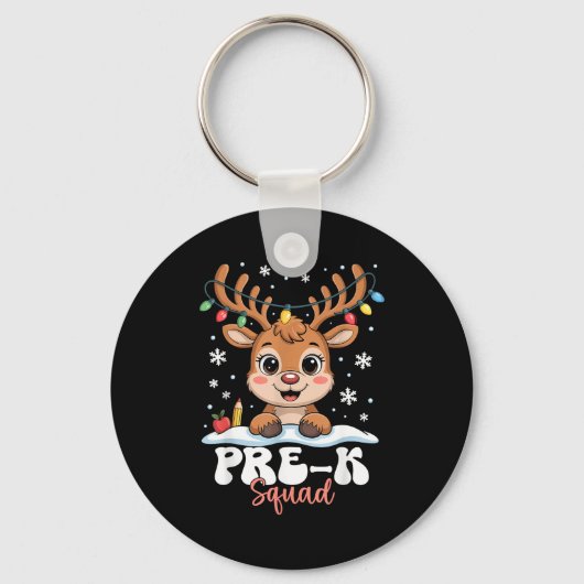 Pre-k Squad Reindeer Christmas Lights Cute Winter Sleutelhanger (Voorkant)