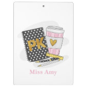 Pre-K Teacher Custom Black Book Preppy Coffee Klembord (Achterkant)