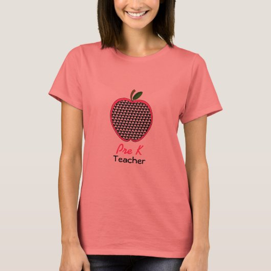 Pre Kindergarten Teacher Shirt - Houndstooth Apple (Voorkant)