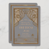 Pre Prom Junior, Great Gatsby, Gold, grijs A Save The Date (Voorkant / Achterkant)