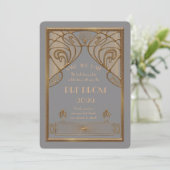 Pre Prom Junior, Great Gatsby, Gold, grijs A Save The Date (Staand voorkant)
