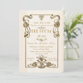 Pre Prom Junior, Great Gatsby, Gold, wit Save The Date (Staand voorkant)