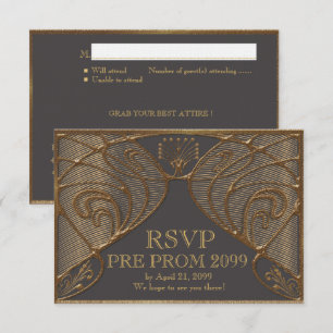 PRE PROM RSVP, Great Gatsby, goud op grijs Kaart