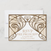 PRE PROM RSVP, Great Gatsby, goud op wit Kaart (Voorkant)