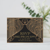 PRE PROM RSVP, Great Gatsby, zwart goud Kaart (Staand voorkant)