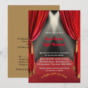 Pre-prom-uitnodiging, pre-prom,rood-tapijt,15th,16 kaart