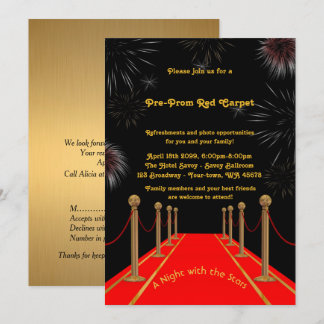 Pre-prom-uitnodiging, pre-prom,rood-tapijt,15th,16 kaart