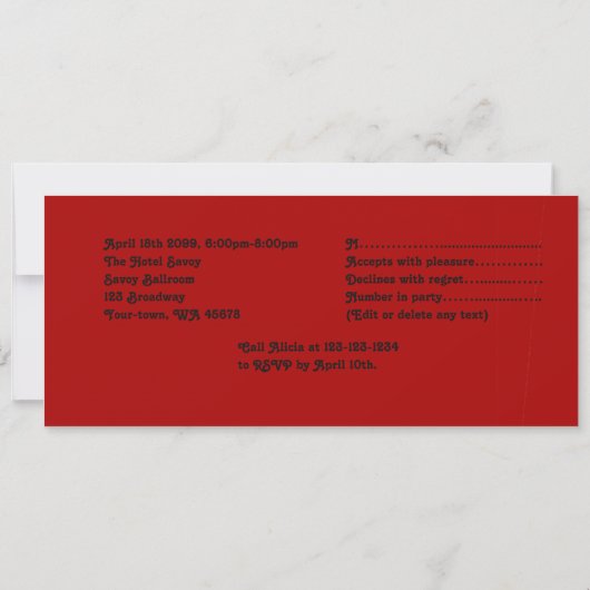 Pre-prom Uitnodiging Ticket Masquerade Style, chic (Achterkant)