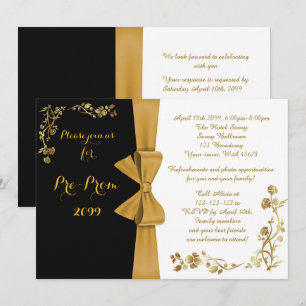 Pre-prom uitnodiging, wit-&-zwart, inbegrepen RSVP Kaart