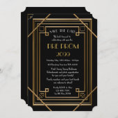 Pre PromJunior, Great Gatsby, Gold, Black Save The Date (Voorkant / Achterkant)
