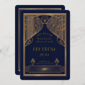 Pre PromJunior, Great Gatsby, Gold, marine Save The Date (Voorkant / Achterkant)