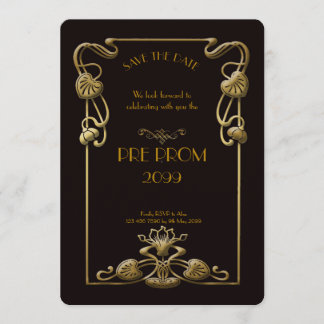 Pre PromJunior, Great Gatsby, Gold, zwart Save The Date