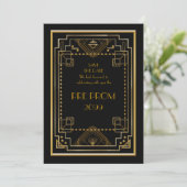 Pre PromJunior, Great Gatsby, Gold, zwart Save The Date (Staand voorkant)