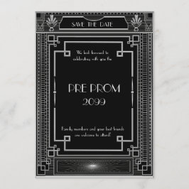 Pre PromJunior, Great Gatsby, Silver, zwart Save The Date