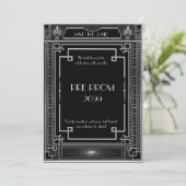 Pre PromJunior, Great Gatsby, Silver, zwart Save The Date (Staand voorkant)