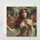 Pre-Raphaelite gilded woman 1 in garden Kaart (Voorkant)