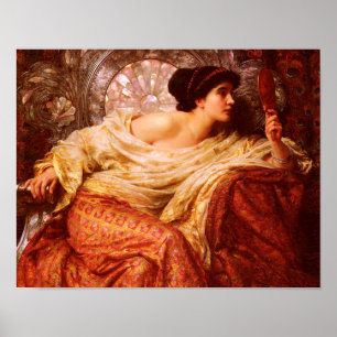 Pre-Raphaelite "The Mirror" van Sir Frank Dicksee Poster