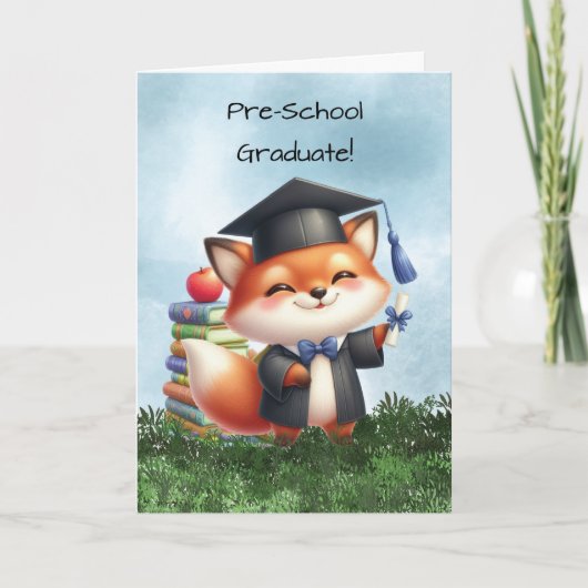 Pre-school Afstuderen Boy Fox Gefeliciteerd Kaart (Voorkant)