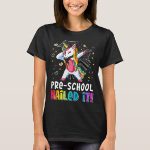 Pre school genageld het dabben eenhoorn laatste da t-shirt