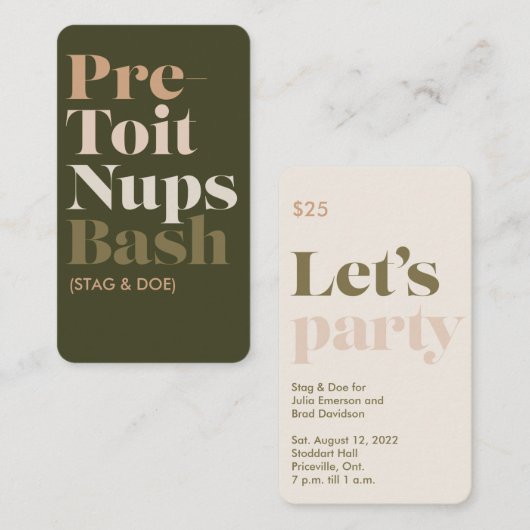 Pre-Toit Nups Bash Ticket (Voorkant / Achterkant)