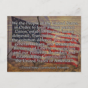 Preambule van de Amerikaanse Grondwet op getexture Briefkaart