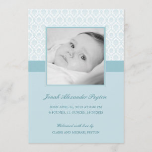 Précieux Damask Baby Boy Faire-part de naissance