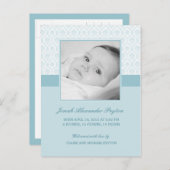 Précieux Damask Baby Boy Faire-part de naissance (Devant / Derrière)