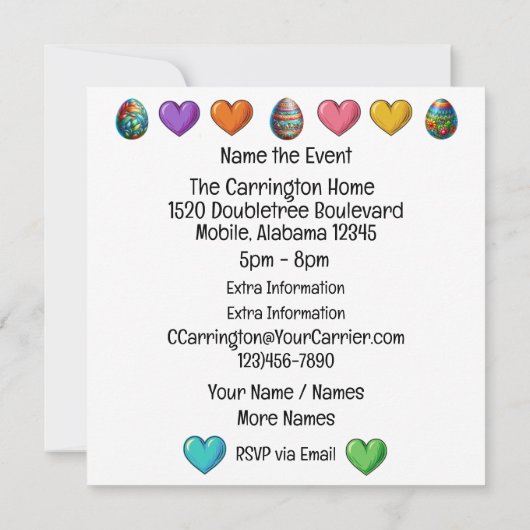 Precieux Elfe de Pâques - Elf Theme Invitation (Dos)