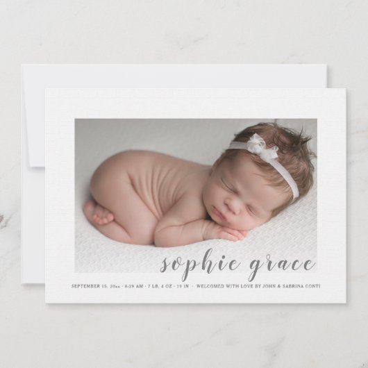 Précieux Faire-part de naissance photo d'arrivée (Devant)